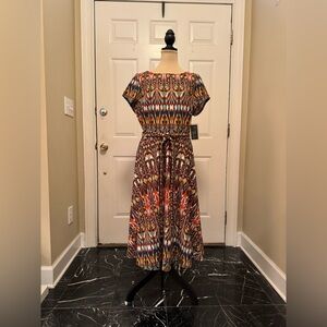 Julian Taylor Multicolor Patterned Midi Dress, NWTs, Sz 16